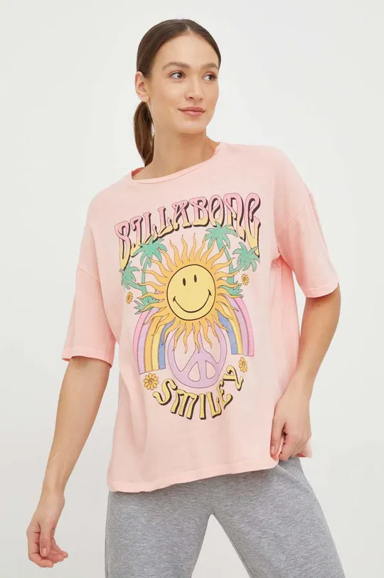 Βαμβακερό μπλουζάκι Billabong X SMILEY πορτοκαλί