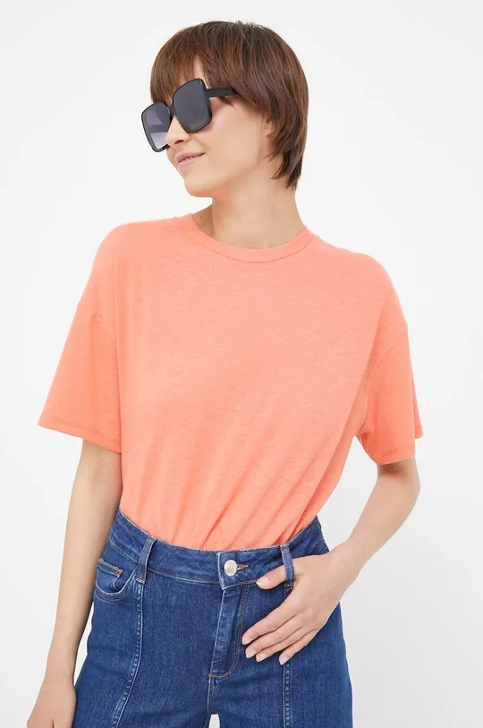 πορτοκαλί Μπλουζάκι με λινό μείγμα United Colors of Benetton Γυναικεία