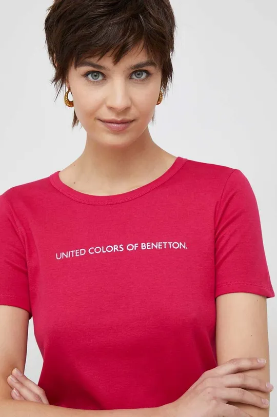 ροζ Βαμβακερό μπλουζάκι United Colors of Benetton Γυναικεία