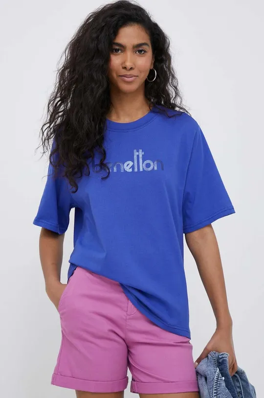 σκούρο μπλε Βαμβακερό μπλουζάκι United Colors of Benetton Γυναικεία