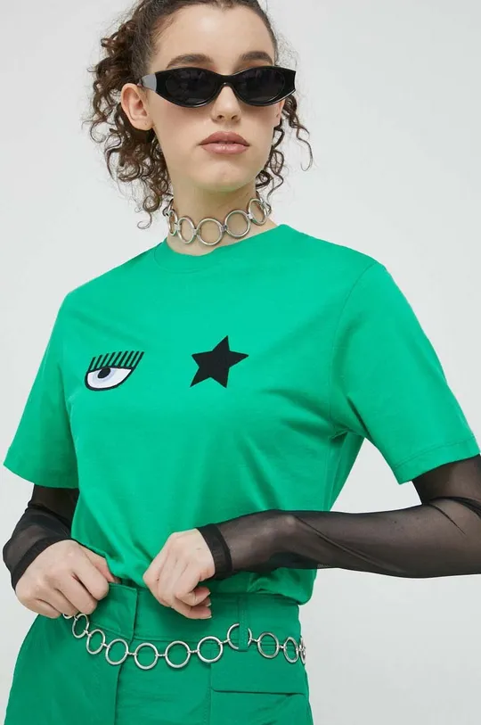 Βαμβακερό μπλουζάκι Chiara Ferragni πράσινο