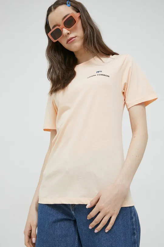 πορτοκαλί Βαμβακερό μπλουζάκι Chiara Ferragni Γυναικεία