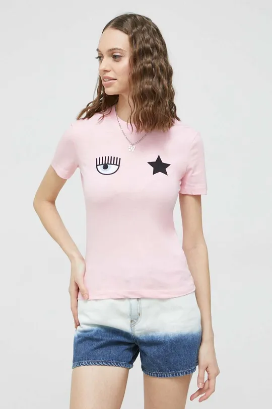 ροζ Βαμβακερό μπλουζάκι Chiara Ferragni