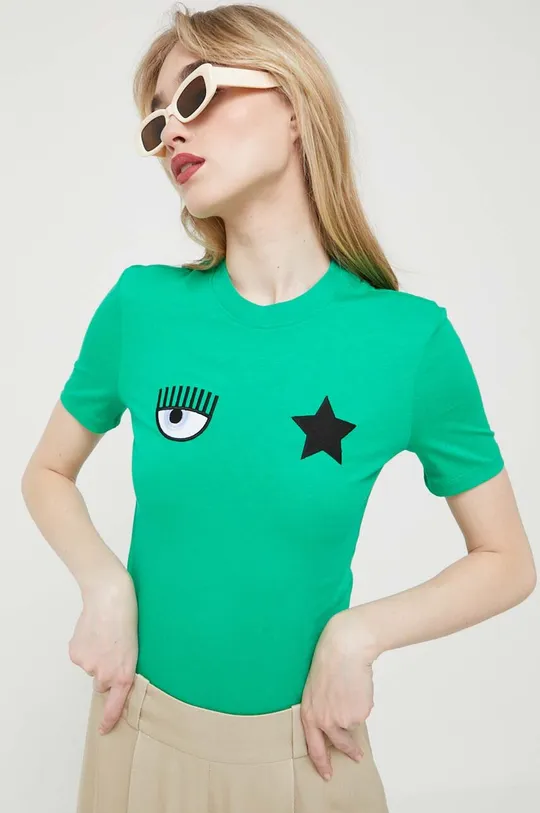 zielony Chiara Ferragni t-shirt bawełniany Damski