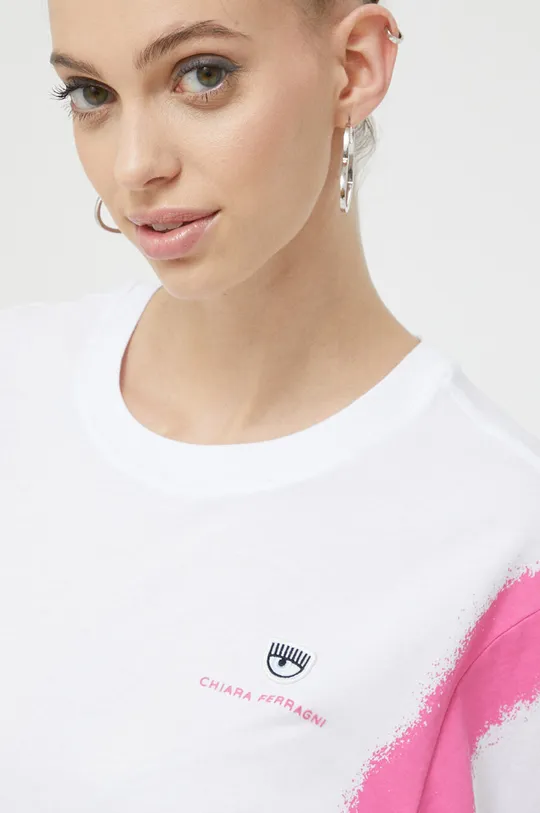 λευκό Βαμβακερό μπλουζάκι Chiara Ferragni Logo Classic Court