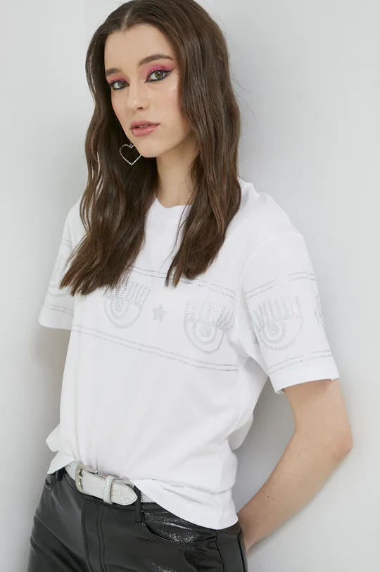λευκό Βαμβακερό μπλουζάκι Chiara Ferragni Γυναικεία