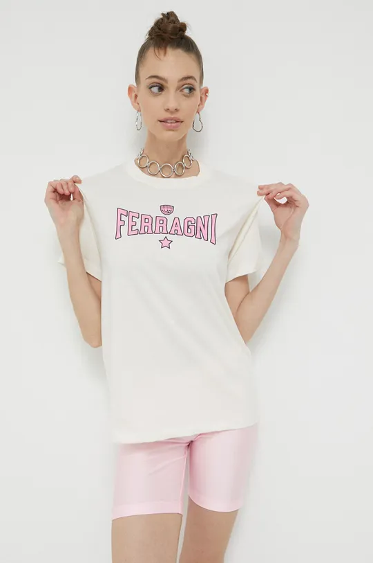 μπεζ Βαμβακερό μπλουζάκι Chiara Ferragni Ferragni Print Γυναικεία