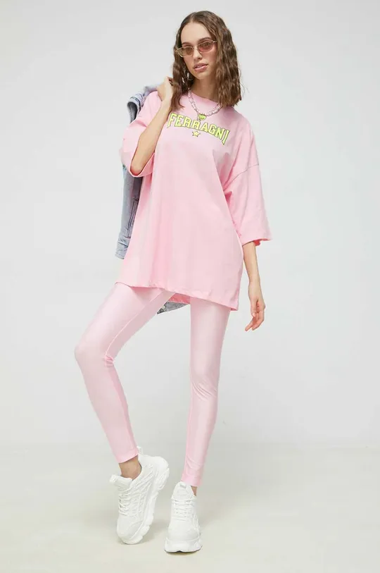 Βαμβακερό μπλουζάκι Chiara Ferragni ροζ
