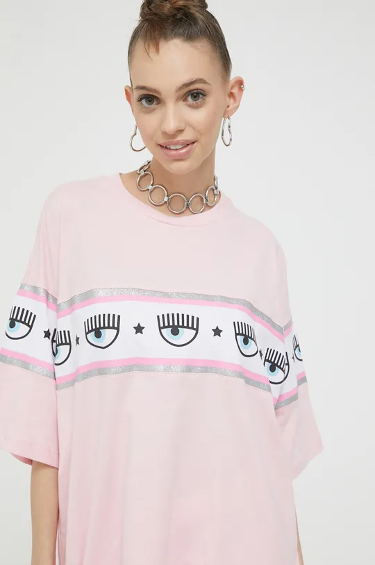 ροζ Βαμβακερό μπλουζάκι Chiara Ferragni Maxi Logomania