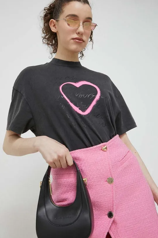 γκρί Βαμβακερό μπλουζάκι HUGO Γυναικεία