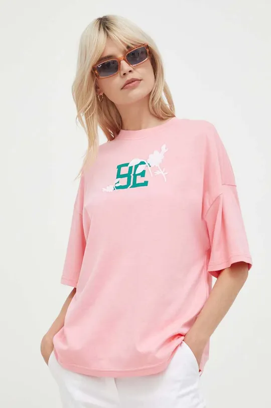 ροζ Βαμβακερό μπλουζάκι United Colors of Benetton Γυναικεία