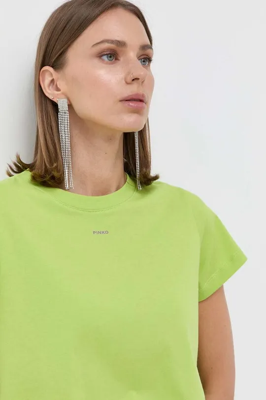 zelená Bavlnené tričko Pinko Dámsky