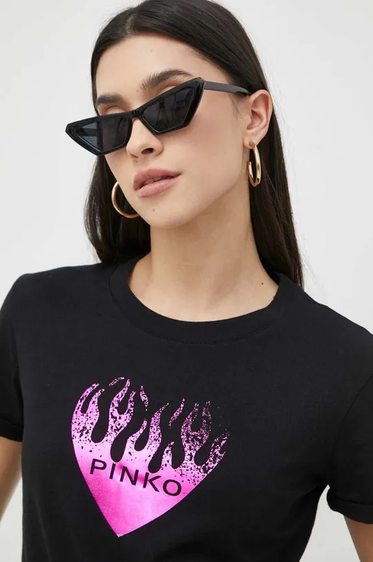 чорний Бавовняна футболка Pinko Жіночий