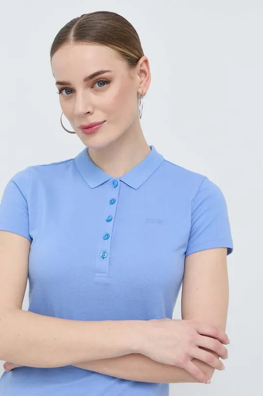 μπλε Βαμβακερό μπλουζάκι πόλο BOSS Γυναικεία