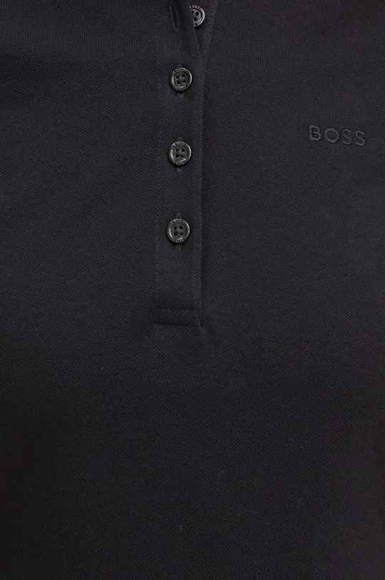 μαύρο Βαμβακερό μπλουζάκι πόλο BOSS