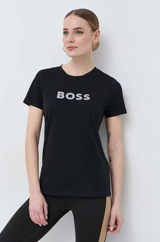 čierna Bavlnené tričko BOSS x Alica Schmidt Dámsky