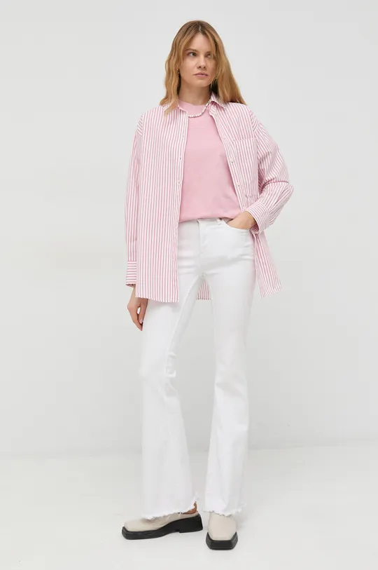 Βαμβακερό μπλουζάκι Marc O'Polo DENIM ροζ