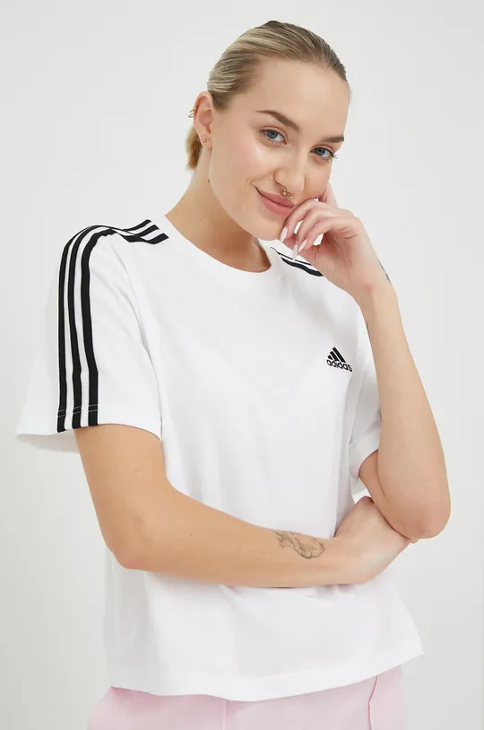 biela Bavlnené tričko adidas Dámsky