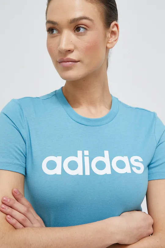 голубой Хлопковая футболка adidas