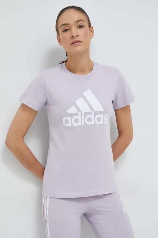 μωβ Βαμβακερό μπλουζάκι adidas Γυναικεία