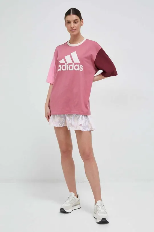 adidas t-shirt bawełniany różowy