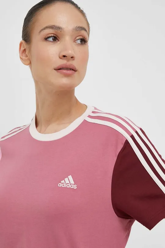 ροζ Βαμβακερό μπλουζάκι adidas