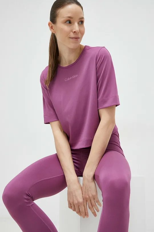 ljubičasta Majica kratkih rukava za trening Calvin Klein Performance Essentials Ženski