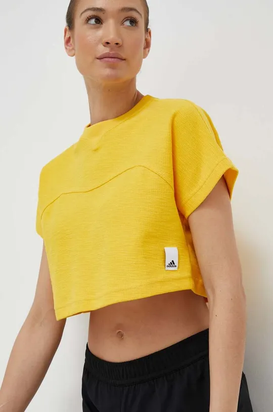 rumena Bombažna kratka majica adidas Ženski