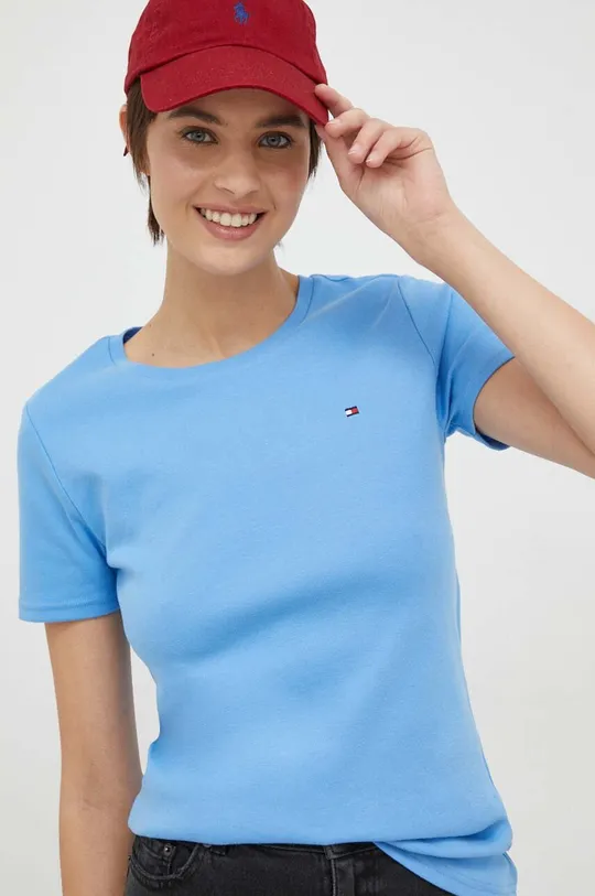 μπλε Βαμβακερό μπλουζάκι Tommy Hilfiger Γυναικεία