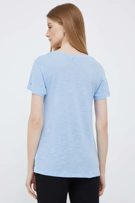 Tommy Hilfiger t-shirt z domieszką lnu niebieski