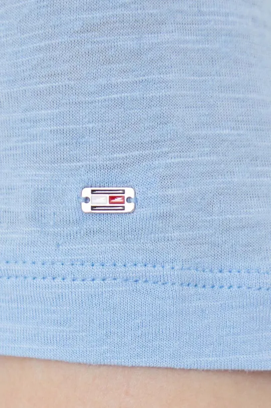 kék Tommy Hilfiger póló vászonkeverékből