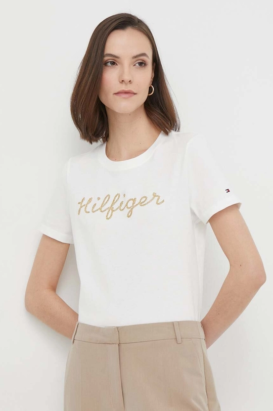 biały Tommy Hilfiger t-shirt bawełniany Damski