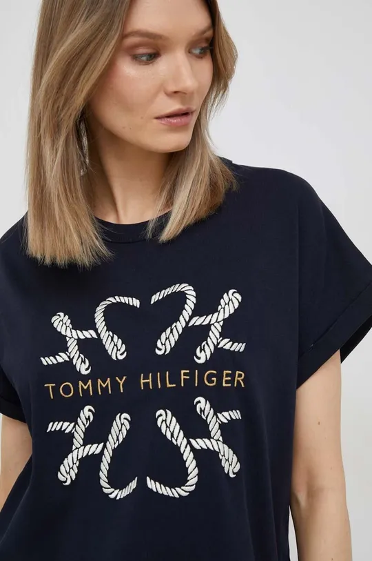 σκούρο μπλε Βαμβακερό μπλουζάκι Tommy Hilfiger Γυναικεία