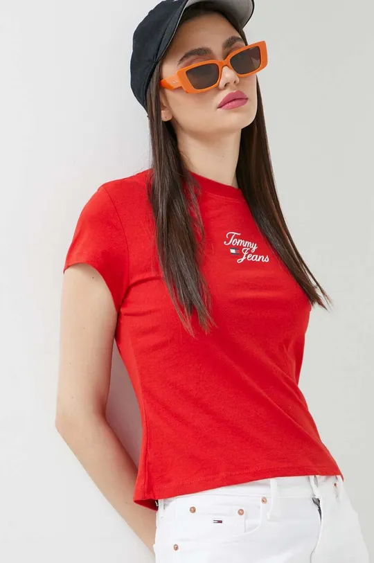 κόκκινο Μπλουζάκι Tommy Jeans Γυναικεία