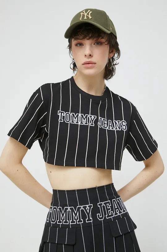 czarny Tommy Jeans t-shirt bawełniany