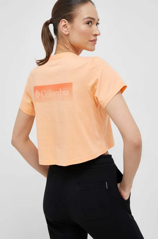 oranžna Bombažna kratka majica Columbia Ženski
