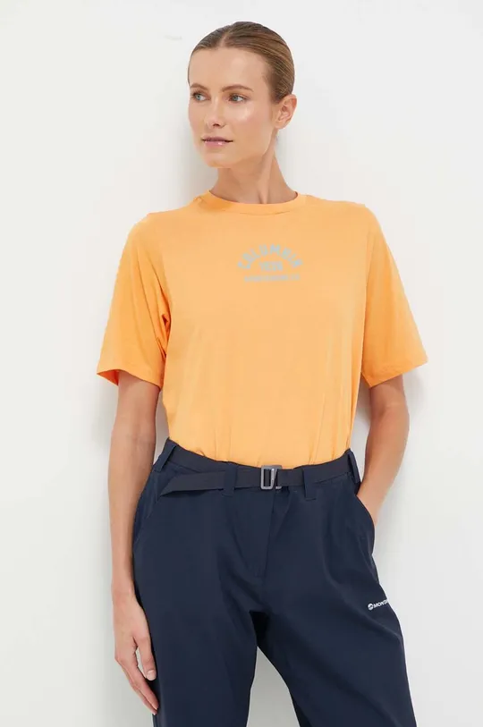 оранжевый Хлопковая футболка Columbia Женский