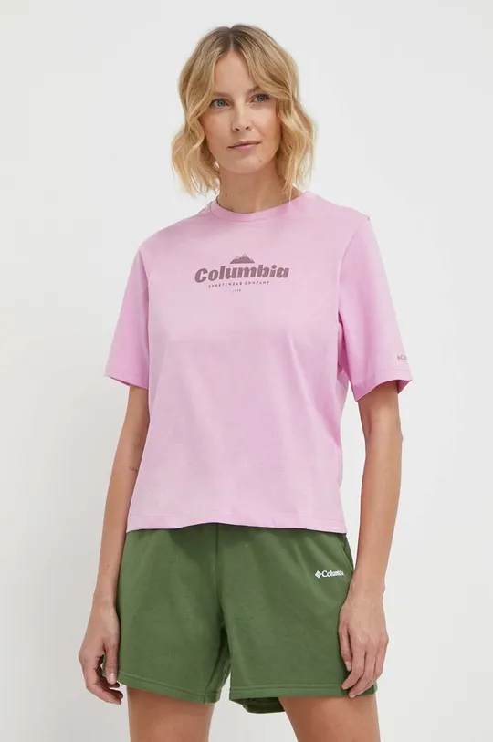 rózsaszín Columbia pamut póló