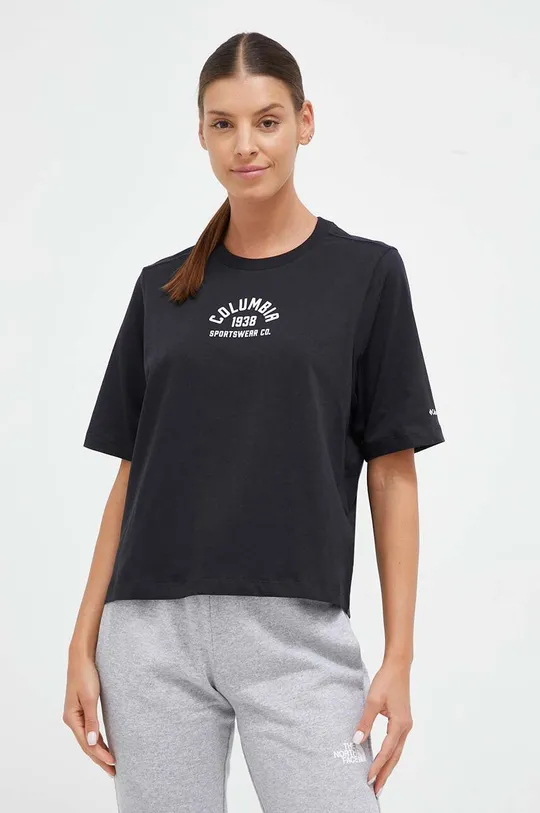 črna Bombažna kratka majica Columbia Ženski