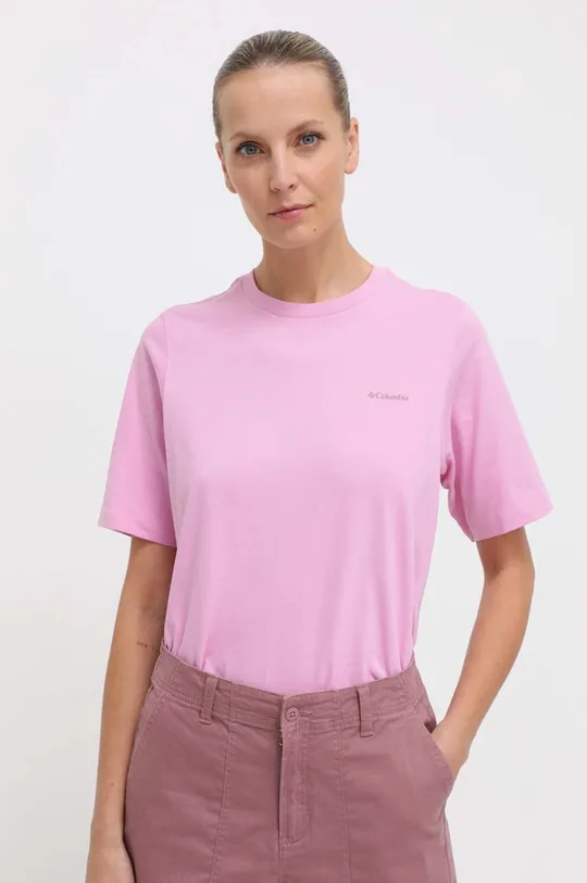różowy Columbia t-shirt bawełniany North Cascades Damski
