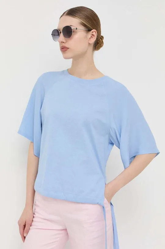 μπλε T-shirt από μείγμα μεταξιού Marella Γυναικεία