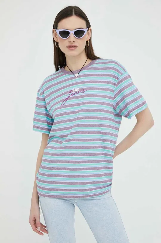 πολύχρωμο Βαμβακερό μπλουζάκι Lee Γυναικεία