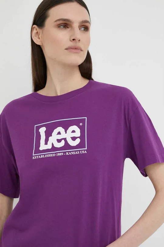 ljubičasta Pamučna majica Lee