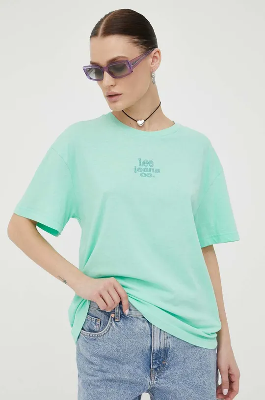 πράσινο Βαμβακερό μπλουζάκι Lee Γυναικεία