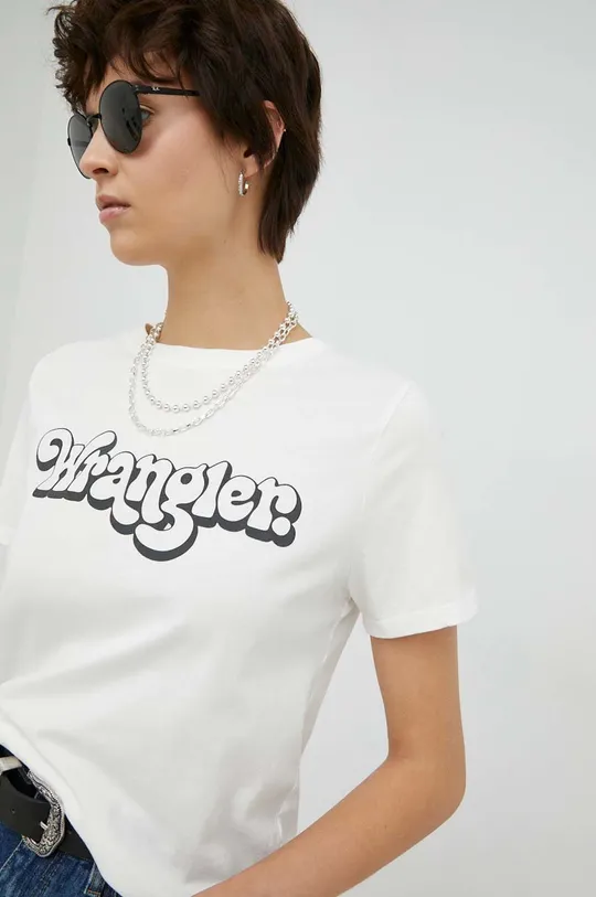 λευκό Βαμβακερό μπλουζάκι Wrangler Γυναικεία