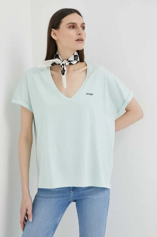πράσινο Βαμβακερό μπλουζάκι Wrangler Γυναικεία