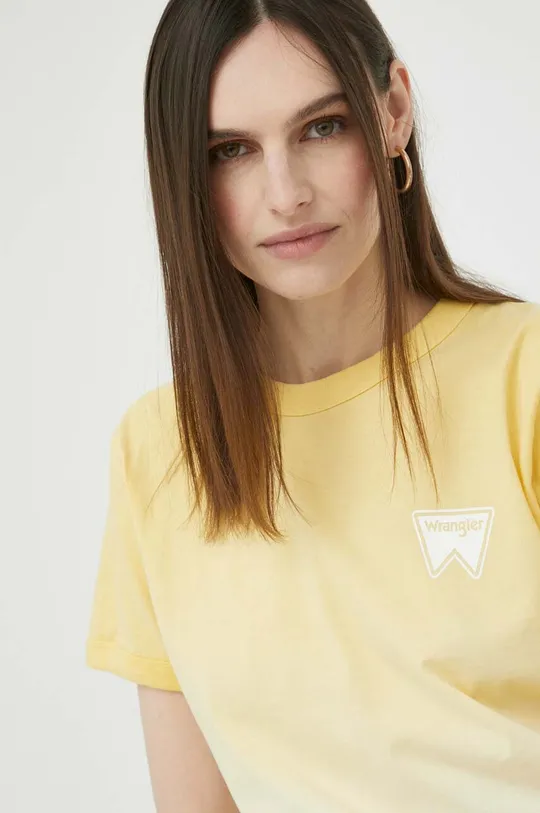 κίτρινο Βαμβακερό μπλουζάκι Wrangler