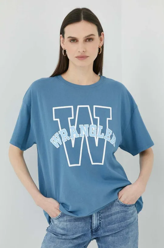 niebieski Wrangler t-shirt bawełniany Damski
