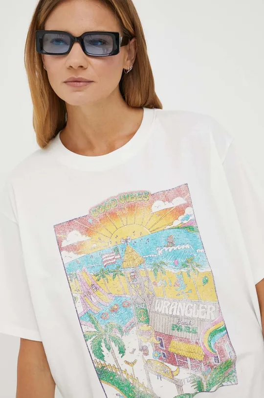 μπεζ Βαμβακερό μπλουζάκι Wrangler Γυναικεία