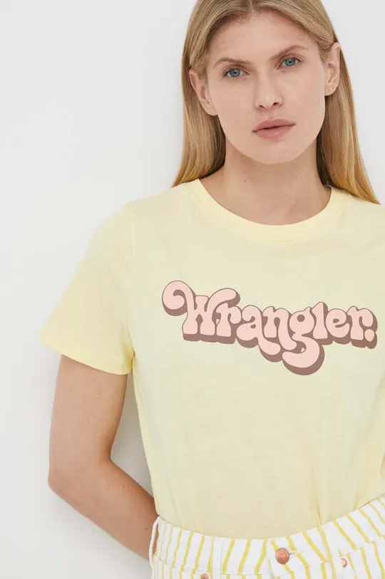 κίτρινο Βαμβακερό μπλουζάκι Wrangler Γυναικεία